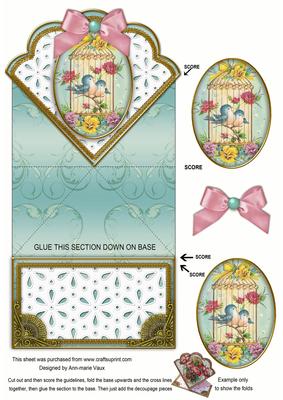 Lovebirds Anglaise Scallop Spring Decoupage Card