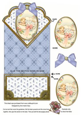 New Baby Boy Anglaise Scallop Spring Decoupage Card