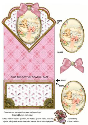 New Baby Girl Anglaise Scallop Spring Decoupage Card