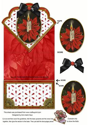 Red Poinsettia Anglaise Scallop Spring Decoupage Card