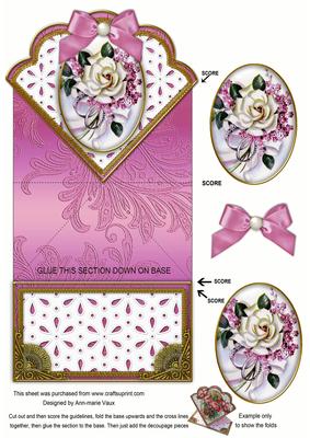 Pink Wedding Rose Anglaise Scallop Spring Decoupage Card