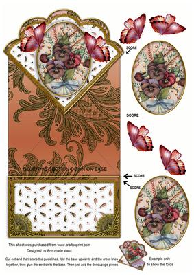 Colourful Pansies Butterfly Scallop Spring Decoupage Card