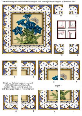 Blue Floral Anglaise 5in Quad Corner Stacker