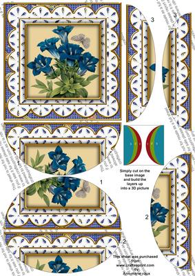 Blue Floral Anglaise 5in Side by Side Rounded Stacker