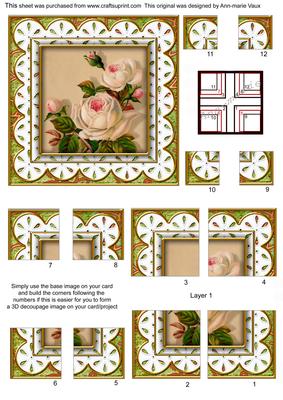 Cream Roses Anglaise 5in Quad Corner Stacker