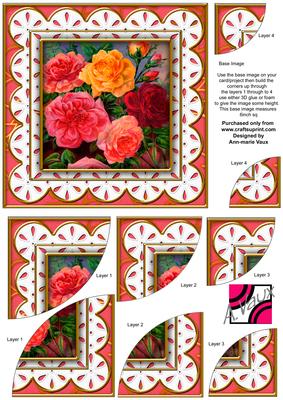 Mixed Roses Anglaise 6in Duo Corner Stacker