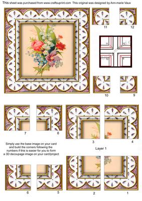 Mixed Bouquet Anglaise 5in Quad Corner Stacker