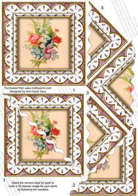 Mixed Bouquet Anglaise 5in Wavy Triangle Corner Stacker