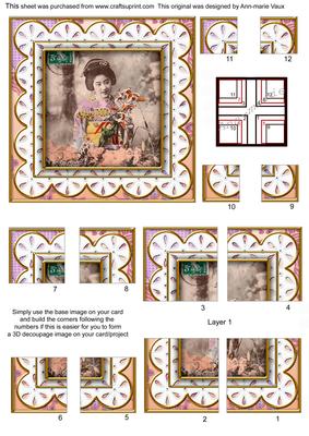 Oriental Flower Girl Anglaise 5in Quad Corner Stacker
