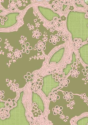 Oriental Green Bird 1 Floral A4 Backing Paper