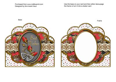 Black Red Rose Best Wishes Anglaise Scallop Card Base Frame