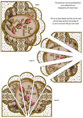 Natural and Pink Rose Best Wishes Scallop Deco Stacker