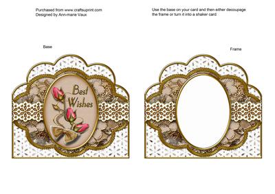 Natural and Pink Rose Best Wishes Scallop Card Base Frame