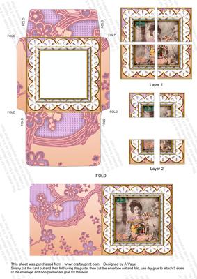Oriental Flower Girl 3in Card Envelope Corner Stacker Aio