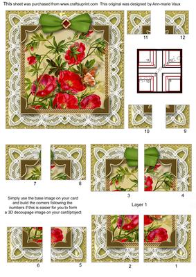 Lace Dogrose Butterfly 5in All 4 Corner Stacker