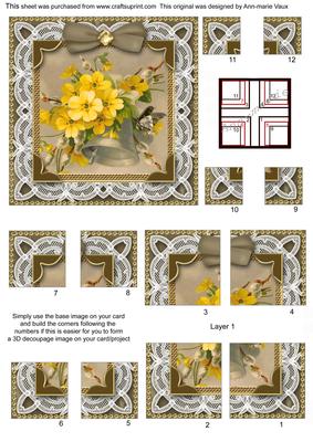 Lace Primroses 5in All 4 Corner Stacker