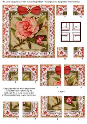 Lace Oriental Peony 5in All 4 Corner Stacker