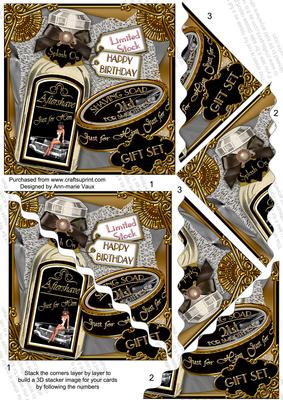Black Aftershave 21st Gift Set 5in Wavy Triangle Stacker