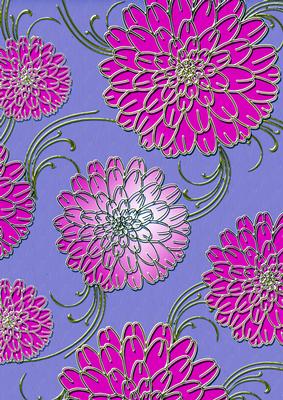 Pink Lilac 9 Mega Flowers A4 Backing Paper