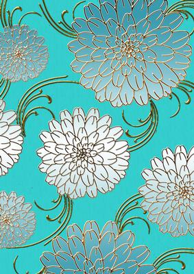 Aqua Tones 3 Mega Flowers A4 Backing Paper