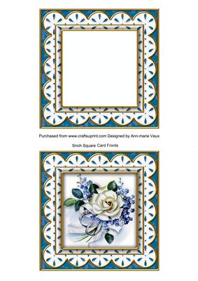 Wedding Rose Blue Anglaise 5in Card Base and Shaker Frame