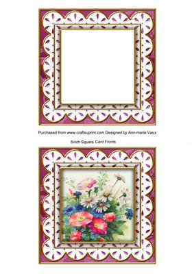 Pink Wildflowers Anglaise 5in Card Base and Shaker Frame