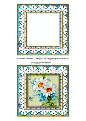 Blue Daisies 2 Anglaise 5in Card Base and Shaker Frame