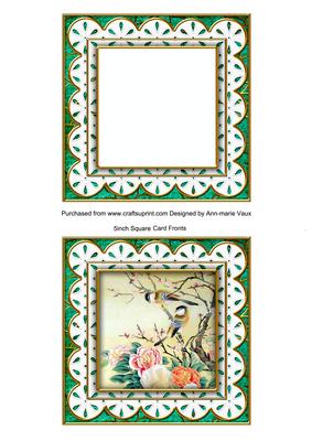 Oriental Birds 1 Anglaise 5in Card Base and Shaker Frame