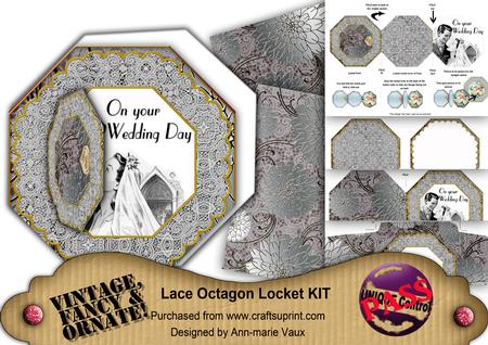 Wedding Couple 1 Octagon Lace 3D Locket Kit