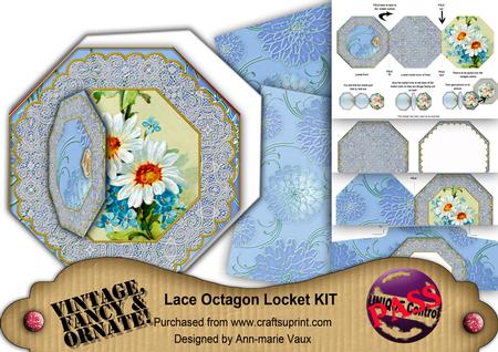 Blue Daisies Octagon Lace 3D Locket Card Kit