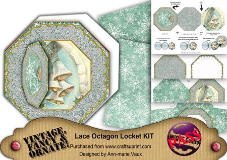 Snow Bells Octagon Lace 3D Locket Card Kit