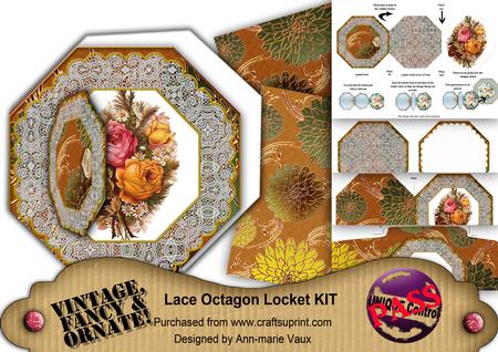 Harvest Roses Octagon Lace 3D Locket Card Kit