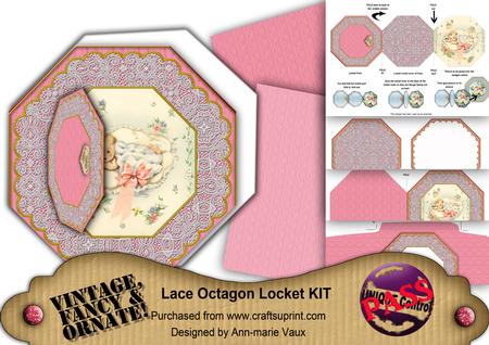 Baby Girl Octagon Lace 3D Locket Card Kit