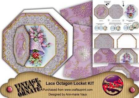 Lilac Bells Octagon Lace 3D Locket Card Kit
