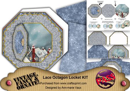 Christmas Rooftops Octagon Lace 3D Locket Card Kit