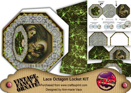 Mother Mary Octagon Lace 3D Locket Card Kit