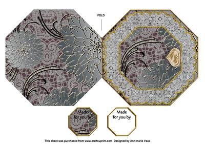 Wedding Couple 1 Octagon Lace Locket Fold Card
