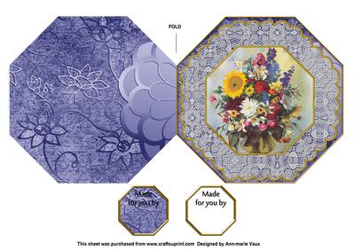 Summer Bouquet Octagon Lace Picture Fold Card