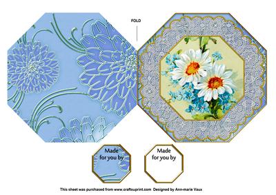 Blue Daisies Octagon Lace Picture Fold Card