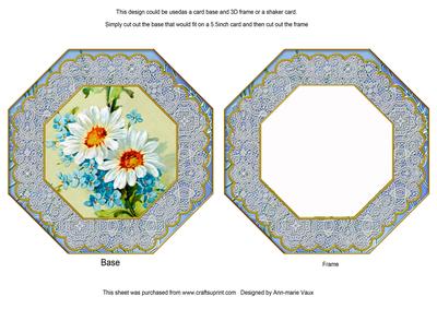 Blue Daisies Octagon Card Base and Shaker Frame