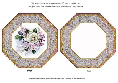 Pink Wedding Rose Octagon Card Base and Shaker Frame