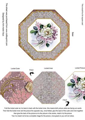 Pink Wedding Rose Octagon Locket Card Front