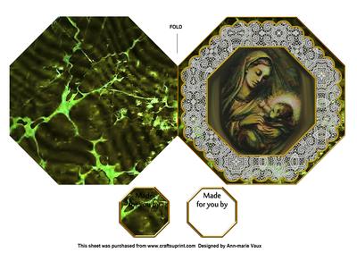 Mother Mary Octagon Lace Picture Fold Card