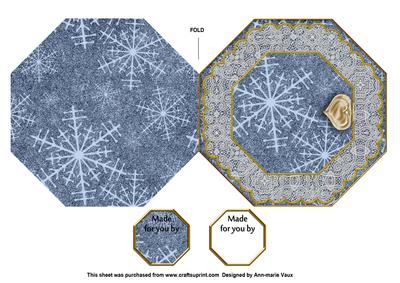 Christmas Rooftops Octagon Lace Locket Fold Card
