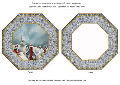 Christmas Rooftops Octagon Card Base Shaker Frame