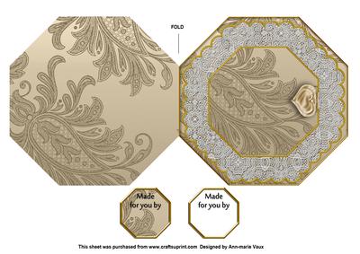 Cream Roses Birthday Octagon Lace Locket Fold Card