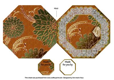 Harvest Roses Birthday Octagon Lace Locket Fold Card
