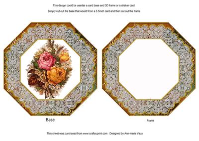 Harvest Rose Birthday Octagon Lace Card Base Shaker Frame