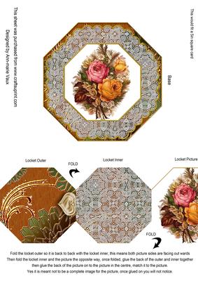 Harvest Roses Birthday Octagon Lace Locket Card Front