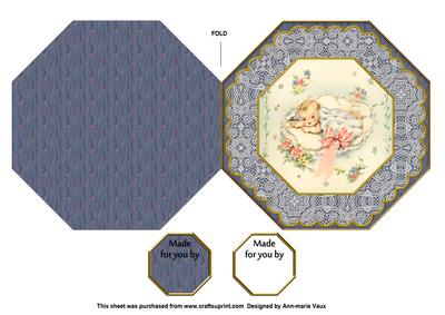 Baby Boy Octagon Lace Picture Fold Card